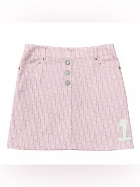 Dior Pink Monogram Mini Skirt with White Number Patch